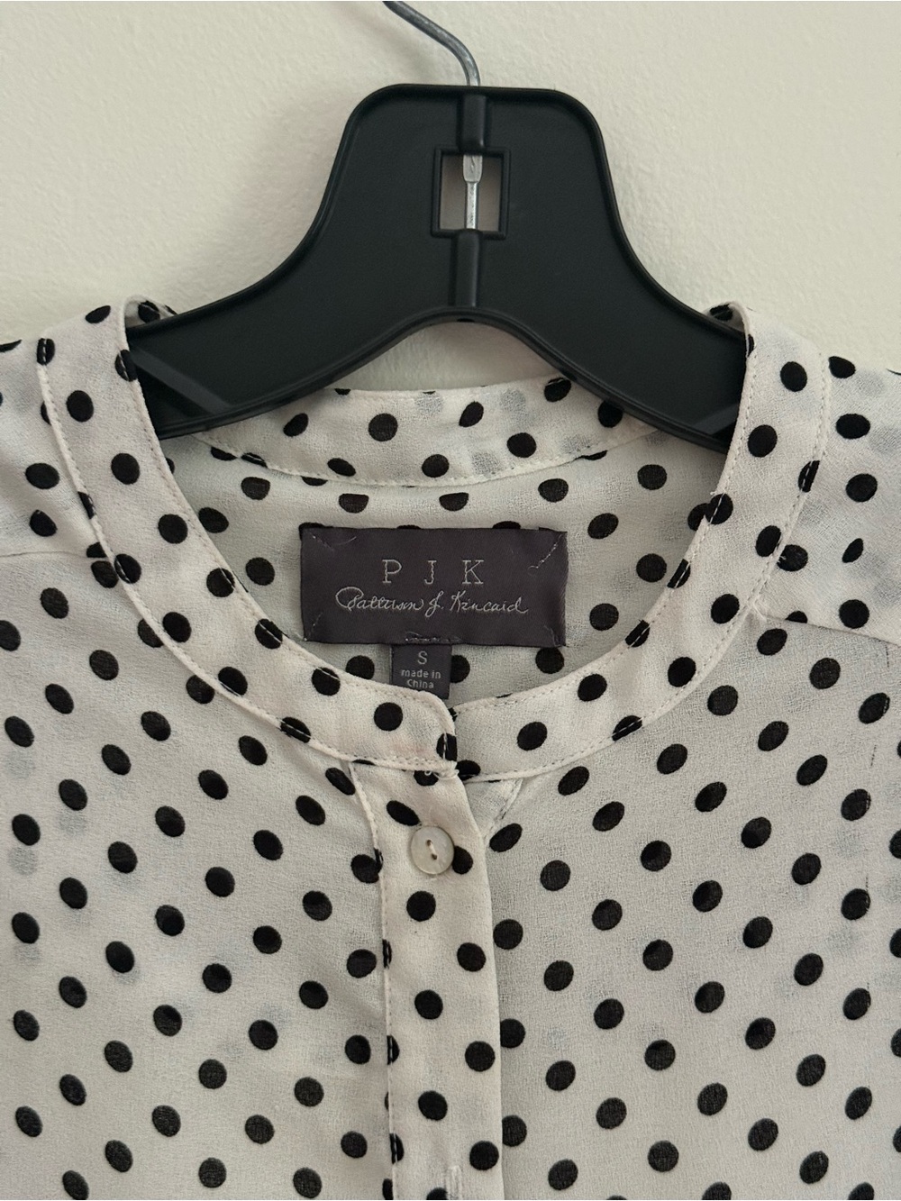 Polka Dot Button-Front Women's Blouse - White with Black Dots